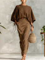 Lila Batwing Sleeve Top and Long Skirt Set