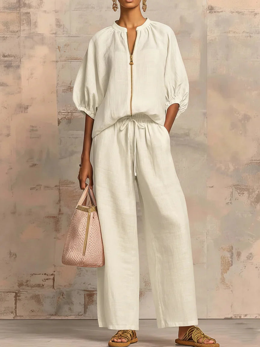 Alba | Two-Piece Set: Relaxed Shirt and Wide-Leg Trousers