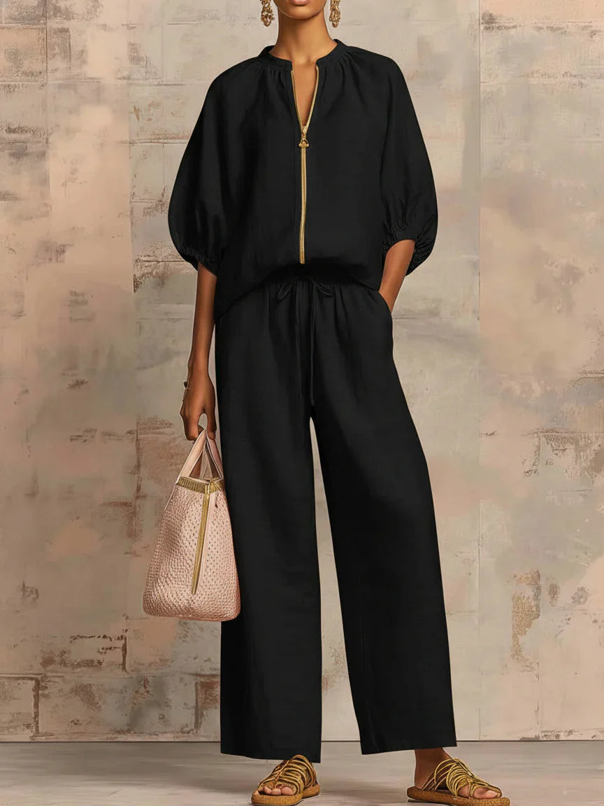 Alba | Two-Piece Set: Relaxed Shirt and Wide-Leg Trousers