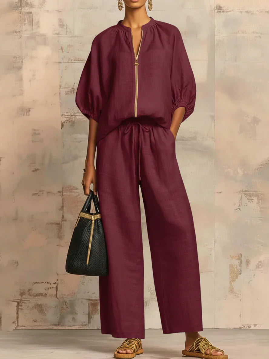 Alba | Two-Piece Set: Relaxed Shirt and Wide-Leg Trousers