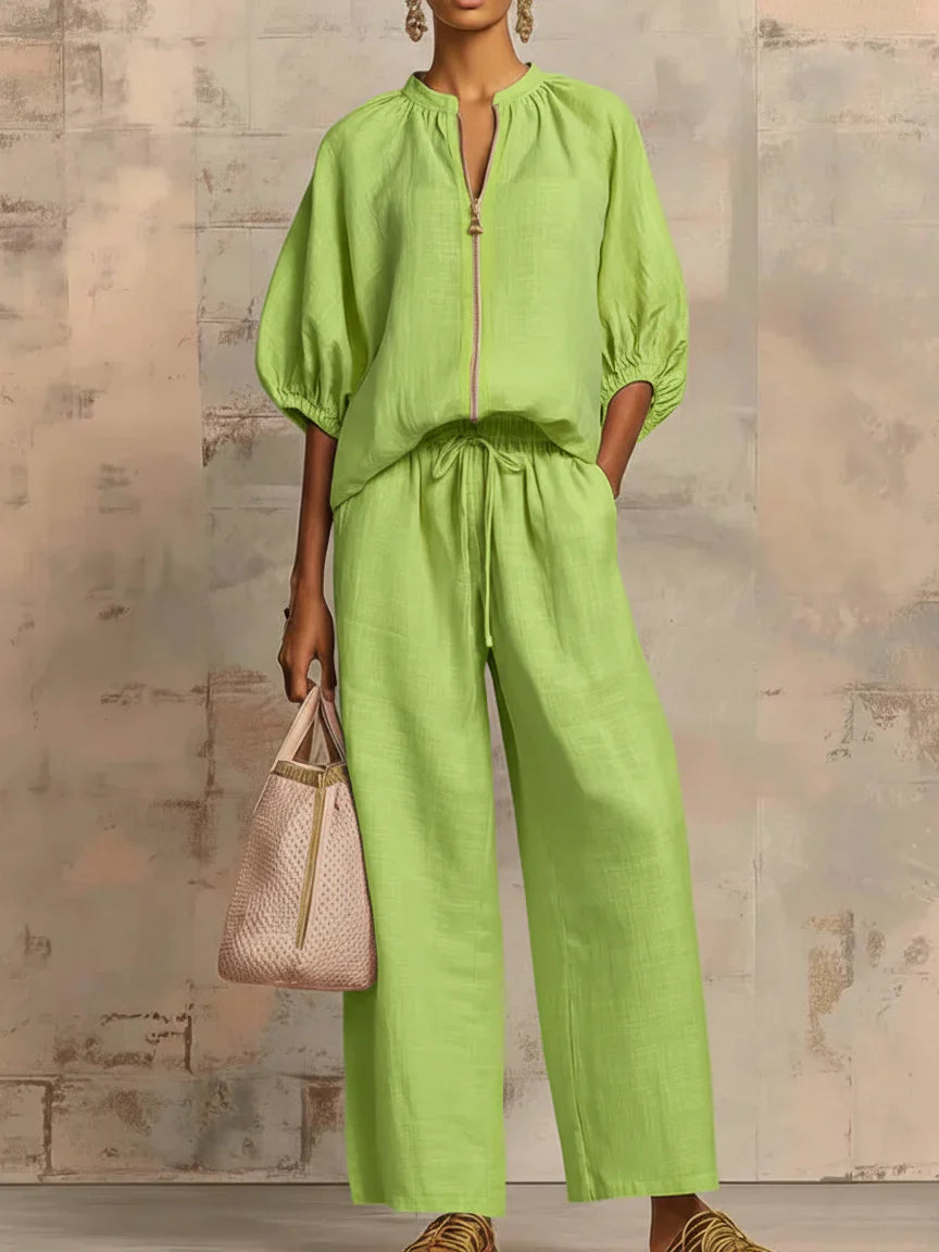 Alba | Two-Piece Set: Relaxed Shirt and Wide-Leg Trousers