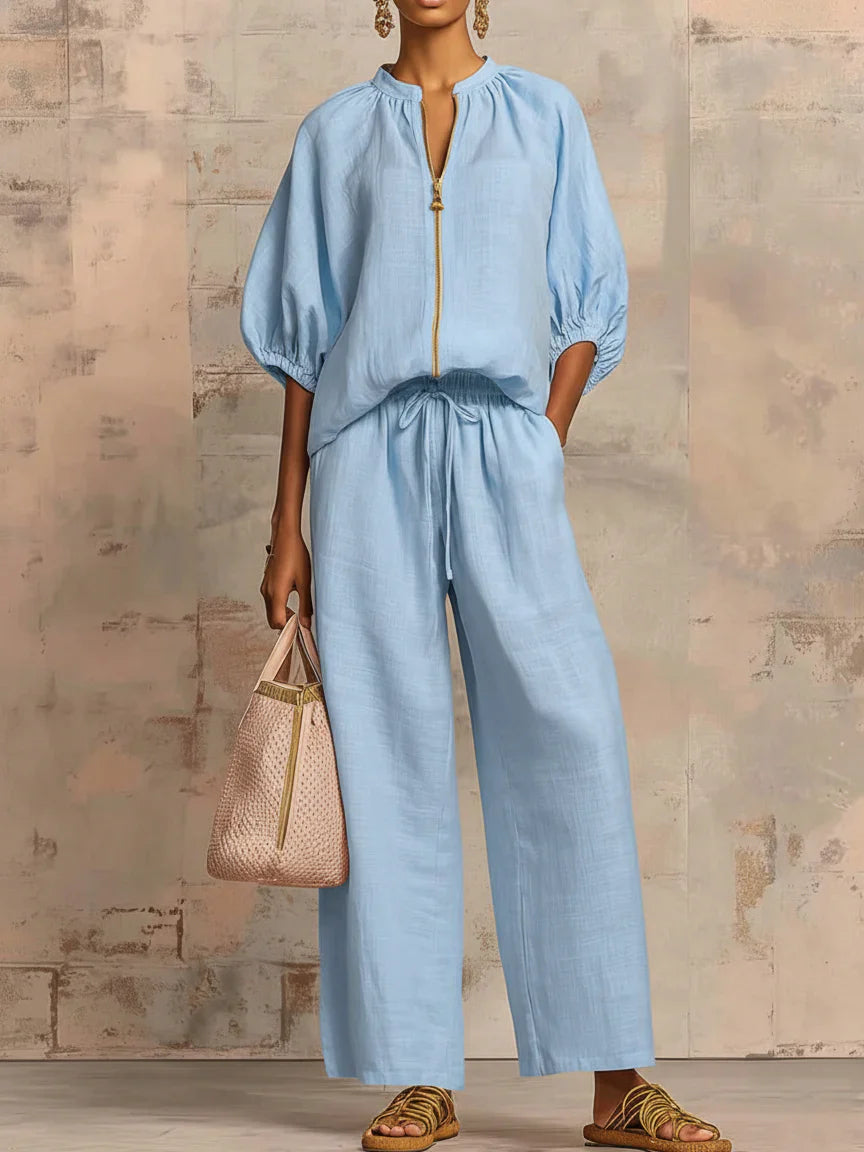 Alba | Two-Piece Set: Relaxed Shirt and Wide-Leg Trousers
