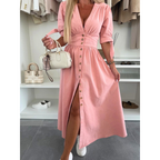 MAELLE™ – Elegant V-Neck Midi Dress