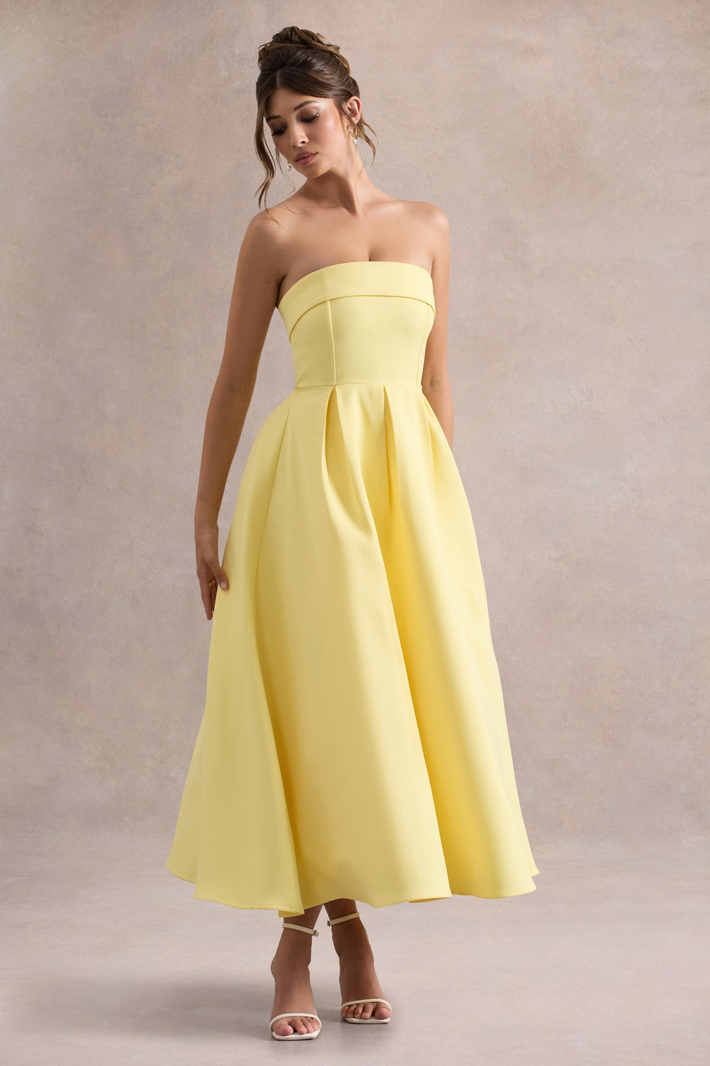 ANNE | Stylish Midi Dress with Off-the-Shoulder Neckline