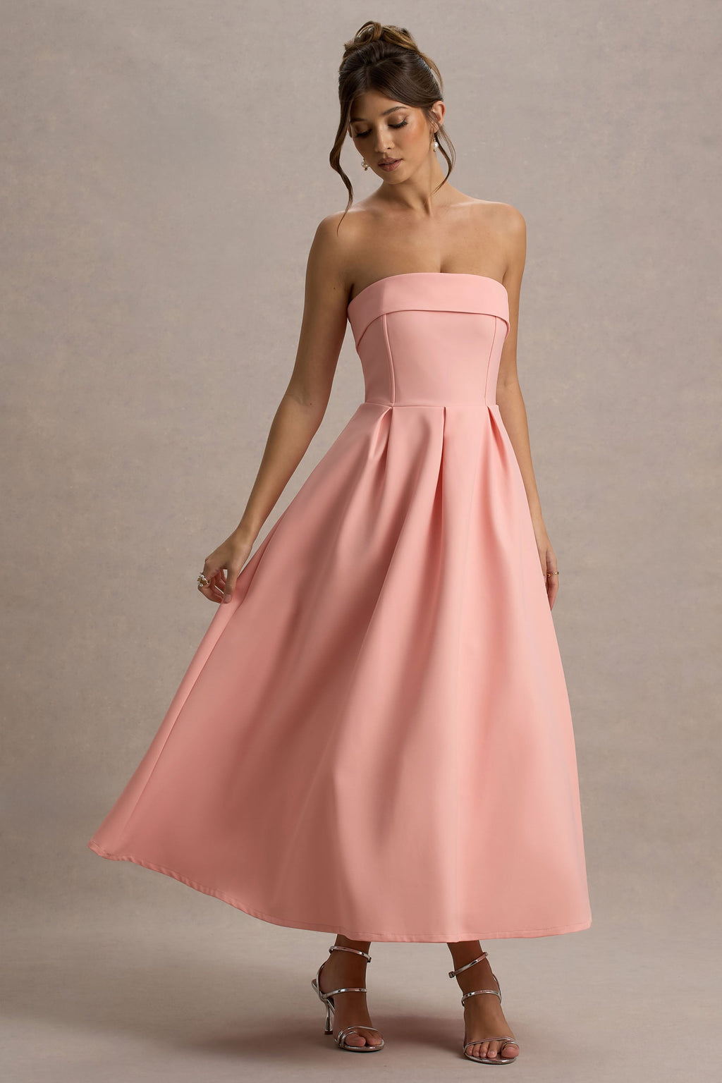 ANNE | Stylish Midi Dress with Off-the-Shoulder Neckline