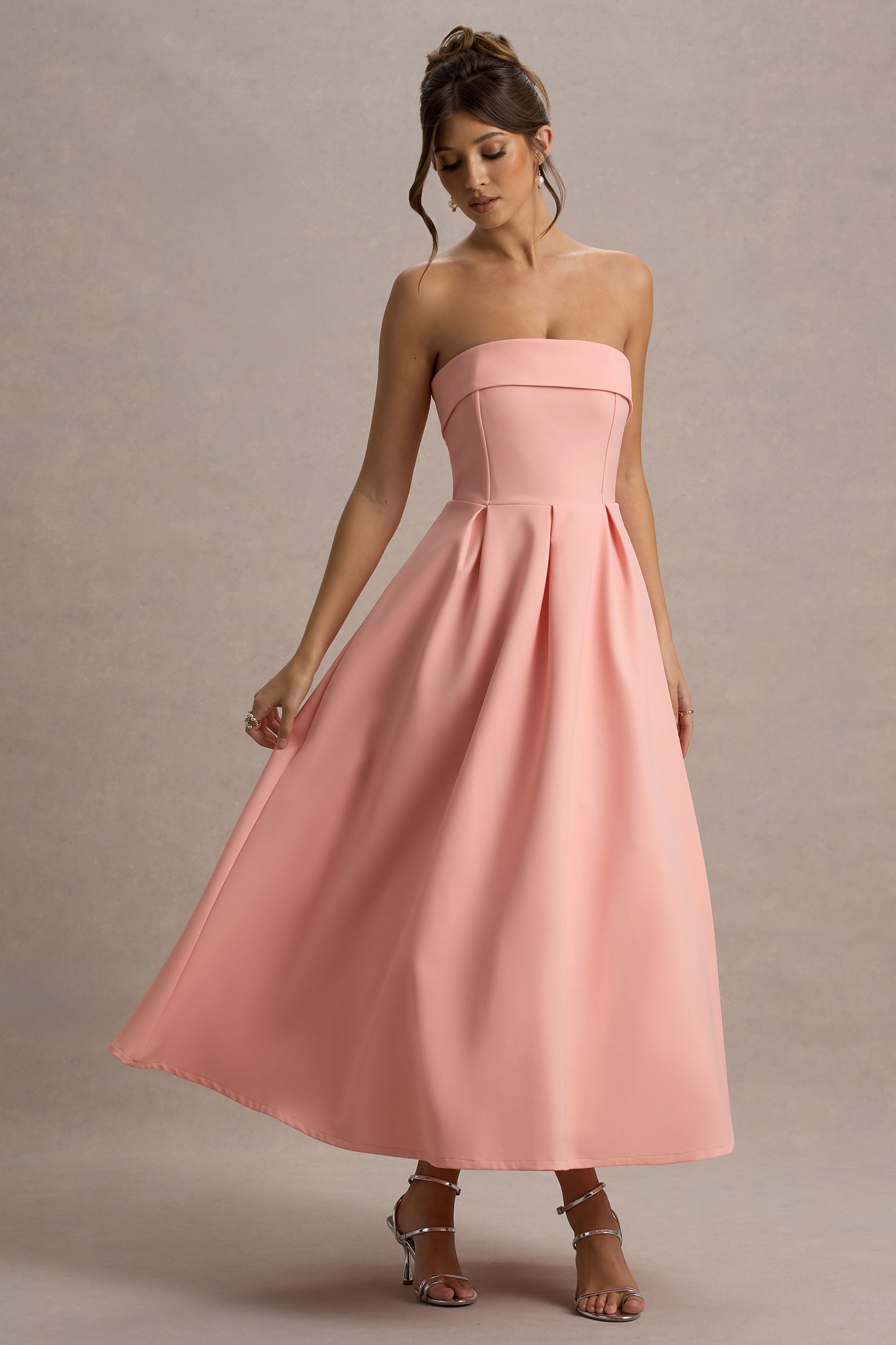 ANNE | Stylish Midi Dress with Off-the-Shoulder Neckline